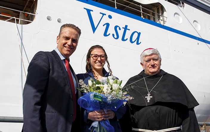 OCEANIA CRUISES FLOATS OUT NEW SHIP VISTA AT FINCANTIERI SHIPYARD IN GENOA, ITALY