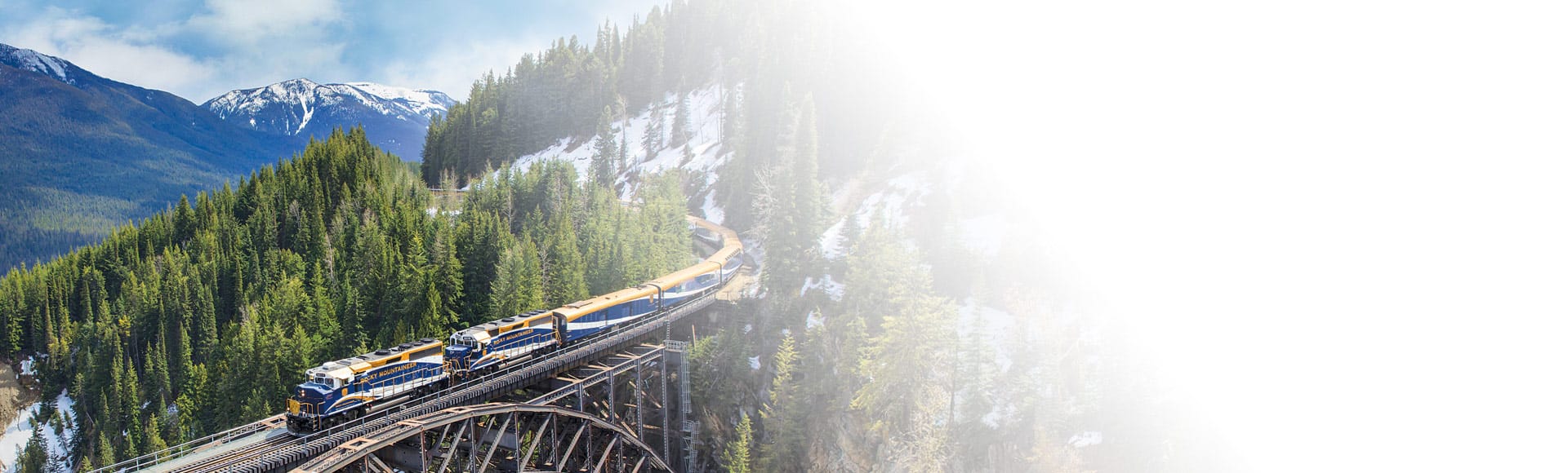 Journey on the Rocky Mountaineer  through the rugged terrain of the Canadian Rockies with a pre or post cruise land program to the Great Land.