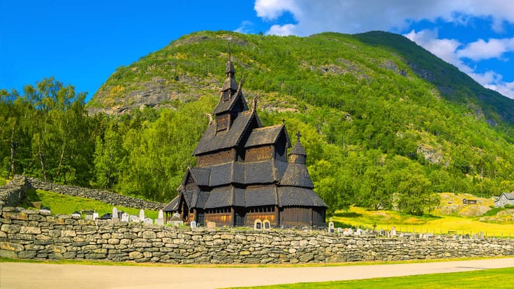 See the carving traditions of the Vikings at the Borgund Stave church on a Norse Fjord cruise  vacation.