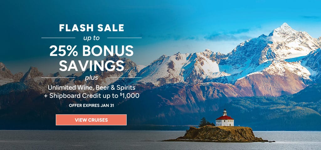 Oceania Cruises Flash Sale: Up to 25% Bonus Savings, unlimited wine, beer, & spirits, free shipboard up to $1,000