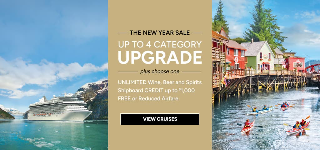 Oceania Cruises New Year Sale: Up to a 4 category upgrade plus prestige beverage package, free shipboard credit or free airfare