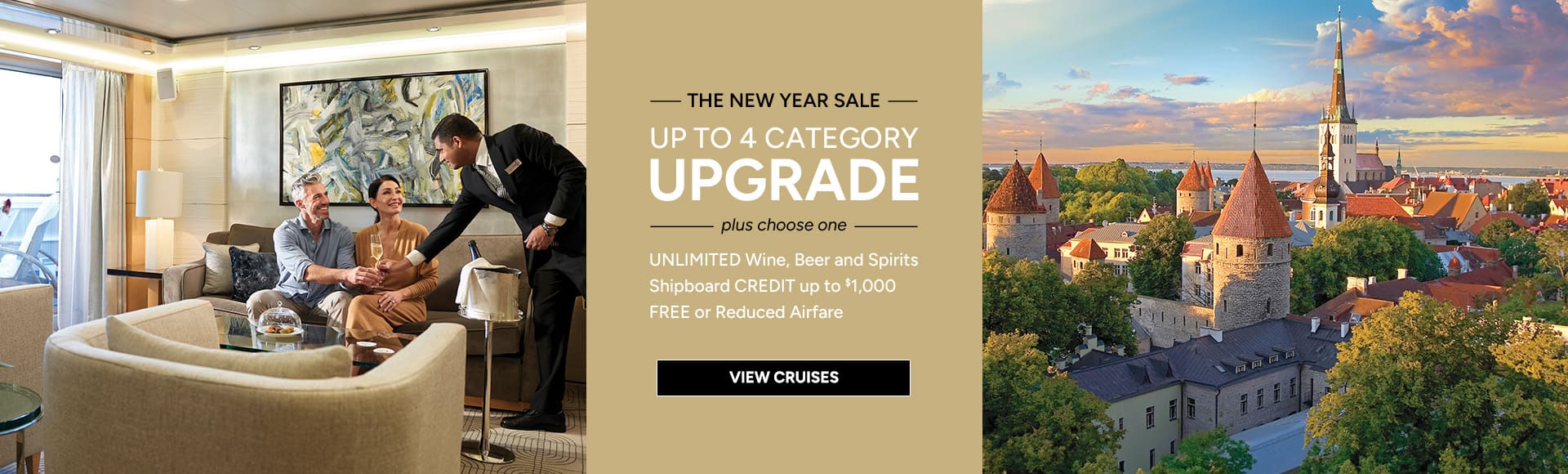 Oceania Cruises New Year Sale: Up to a 4 category upgrade plus prestige beverage package, free shipboard credit or free airfare