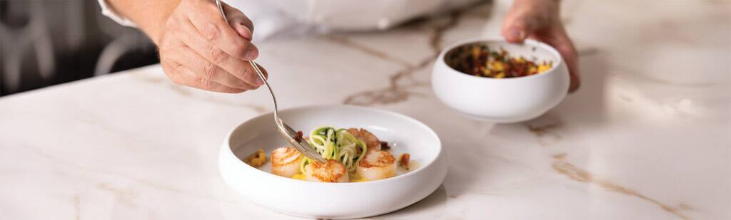 Experience exquisite presentation and superior taste when quality ingredients are sourced for haute-cuisine aboard Oceania Cruises.