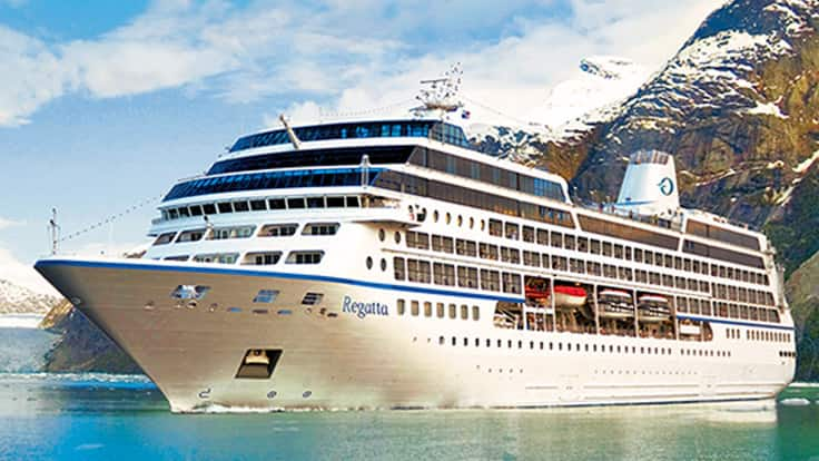 Regatta cruise ship visits a sea port from itinerary