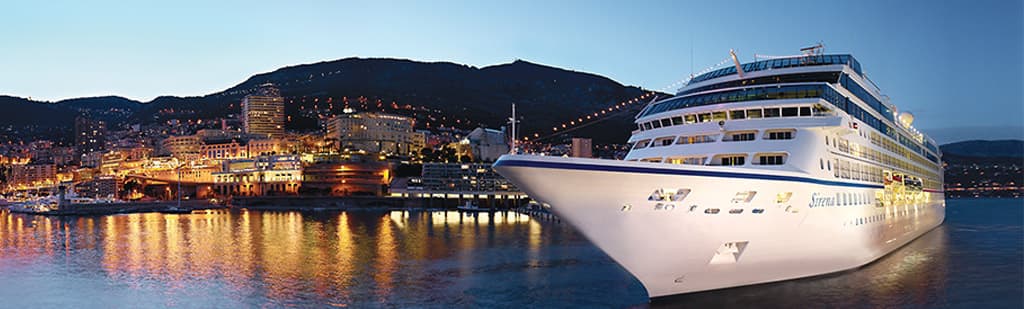 Sirena cruise ship visits a sea port from itinerary.