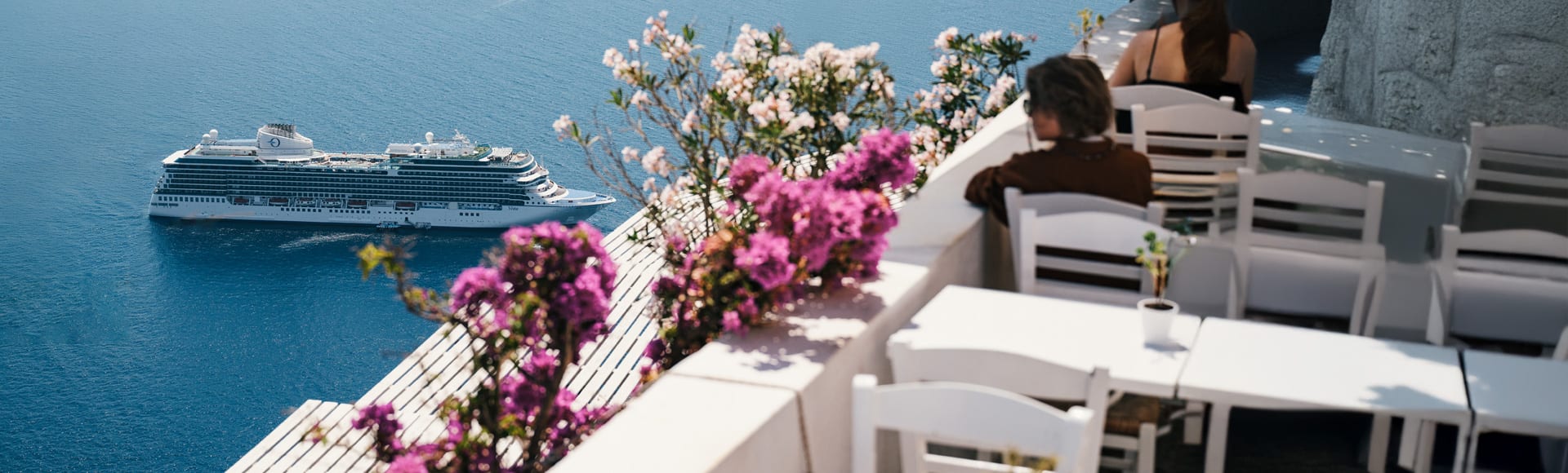 Oceania Cruises Vista ship in Santorini, Greece